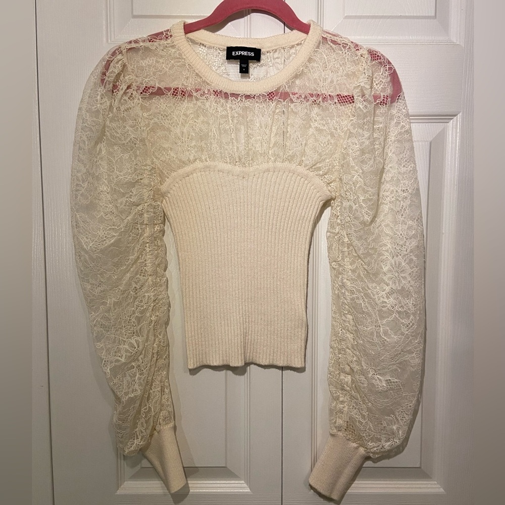 Express | Women’s Lace Long Sleeve Sweater | size small